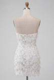 Ivory Sweetheart Short Bodycon Homecoming Jurk met pailletten