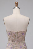 Sweetheart Dusty Sage Bodycon Floral Transparant Korset Korte Homecoming Jurk met kralen