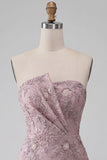 Strapless Bodycon Parel Bloemen Rimpelende Korte Homecoming Jurk met kralen