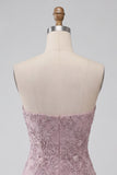 Strapless Bodycon Parel Bloemen Rimpelende Korte Homecoming Jurk met kralen