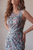 Zwarte Bodycon Bloemen Gerimpelde Korte Homecoming Jurk met Borduurwerk