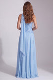 Hemelsblauwe, strapless pailletten A-lijn formele jurk met halsdoek