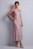 Vintage Mauve halter hals schede pailletten met bloemen lange moeder van de bruid jurk