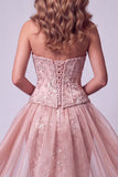 Zeemeermin Blush Sweetheart Bloemenpailletten Veter Achterste Verkverkiezingsjurk Ruffle Overrok