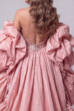 Sweetheart Roze Zeemeermin Korset Pailletten Lange Pageant Jurk met ruchesleep