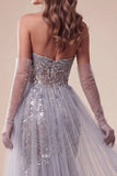 Sweetheart Stoffige Blauwe Pailletten Zeemeermin Lange Pageant Jurk met Sleep
