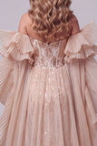 Champagne Sweetheart Zeemeermin Pailletten Lange Pageant Jurk met Sleep