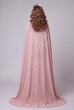 Sweetheart Blush Zeemeermin Bloemen Ritselpailletten Lange Pageant Jurk met Cape