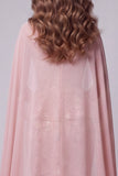 Sweetheart Blush Zeemeermin Bloemen Ritselpailletten Lange Pageant Jurk met Cape