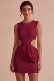 Bodycon uitgesneden ronde hals kleine witte jurk met strik