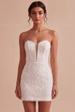 Sweetheart White Floral Bodycon Bridal Shower Jurk