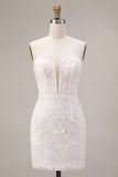 Sweetheart White Floral Bodycon Bridal Shower Jurk