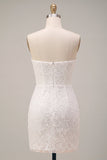 Sweetheart White Floral Bodycon Bridal Shower Jurk