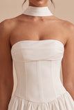 Strapless korset A-lijn bruidsdouchejurk met een halsdoek