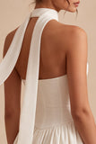 Strapless korset A-lijn bruidsdouchejurk met een halsdoek