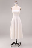 A-lijn witte halter hals midi verlovingsjurk