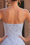 Blauwe Bodycon Met gerimpelde Spaghettibandjes Korte Homecoming-jurk