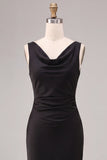 Zwarte Cowl Neck Zeemeermin Mouwloos Lange Formele Jurk