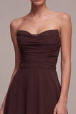 Donkere Koffie Sweetheart A-lijn Chiffon lange formele jurk