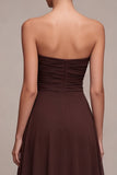Donkere Koffie Sweetheart A-lijn Chiffon lange formele jurk