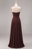 Donkere Koffie Sweetheart A-lijn Chiffon lange formele jurk