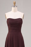 Donkere Koffie Sweetheart A-lijn Chiffon lange formele jurk