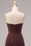 Donkere Koffie Sweetheart A-lijn Chiffon lange formele jurk