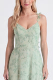 A-Line salie Chiffon bloemen spaghetti bandjes lange bruidsmeisjesjurk