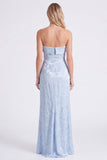 Salie strapless bloemenzeemeermin lange bruidsmeisjesjurk