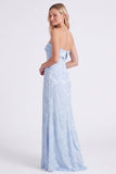 Salie strapless bloemenzeemeermin lange bruidsmeisjesjurk