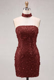 Gouden strapless pailletten bodycon korte homecomingjurk met veter op de rug