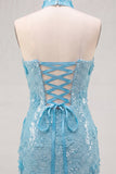 Gouden strapless pailletten bodycon korte homecomingjurk met veter op de rug