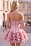 Strapless rozenkorset met bubble zoom bloemen A-lijn korte homecoming jurk