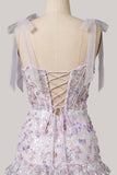 Lila Bodycon pailletten met lagen en gerimpelde korset korte homecomingjurk