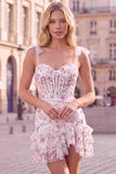 Lila Bodycon pailletten met lagen en gerimpelde korset korte homecomingjurk