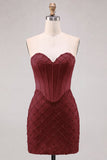 Sweetheart blauw korset Bodycon kralenbezette korte homecomingjurk