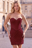 Sweetheart blauw korset Bodycon kralenbezette korte homecomingjurk