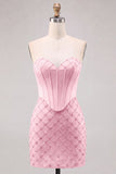 Sweetheart blauw korset Bodycon kralenbezette korte homecomingjurk
