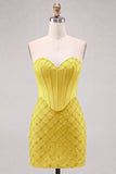 Sweetheart blauw korset Bodycon kralenbezette korte homecomingjurk