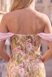 Roze Bloem Off the Shoulder Bodycon Korte Homecoming Jurk