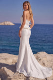 Witte strapless korset, satijn lange zeemeermin trouwjurk