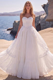 Witte Sweetheart A-lijn korset Baskische taille lange trouwjurk