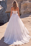 Witte Sweetheart A-lijn korset Baskische taille lange trouwjurk