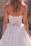 Witte Sweetheart A-lijn korset Baskische taille lange trouwjurk
