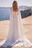 Strapless witte Baskische taille korset A-lijn lange trouwjurk