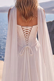 Strapless witte Baskische taille korset A-lijn lange trouwjurk