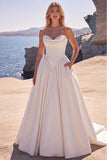 A-lijn sweetheart wit korset Baskische taille lange trouwjurk