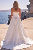A-lijn sweetheart wit korset Baskische taille lange trouwjurk