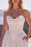 A-lijn sweetheart wit korset Baskische taille lange trouwjurk
