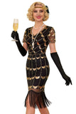 Groene gouden V-hals korte doorschijnende mouwen pailletten Bodycon jurk uit de jaren 1920 met franjes
